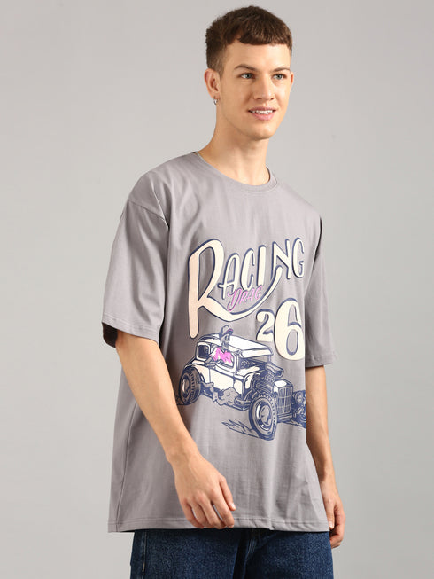 Charcoal Oversized Puffy Printed T-shirt